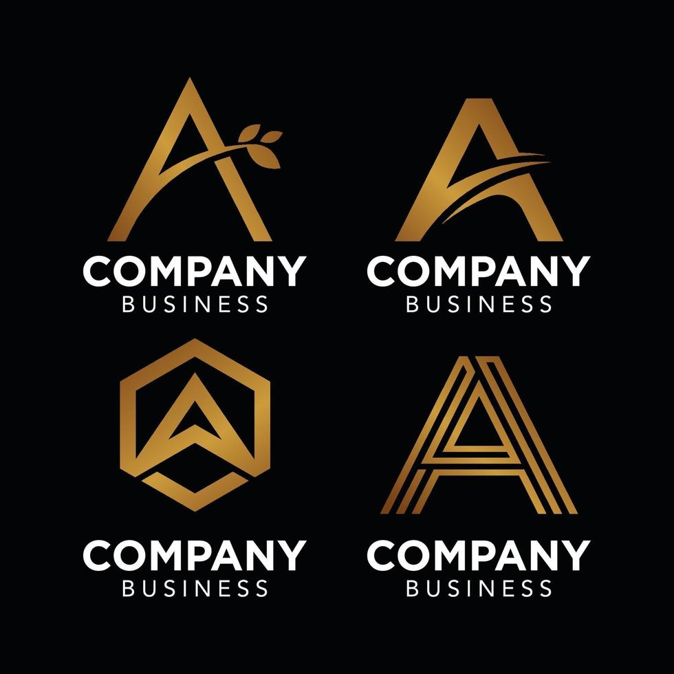 A initial logo gold luxury for business company logo vector template
