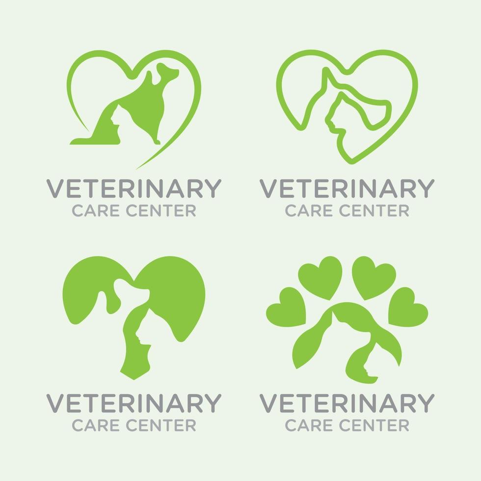 concepto de mascota veterinaria con plantilla de vector de logotipo de perro y gato