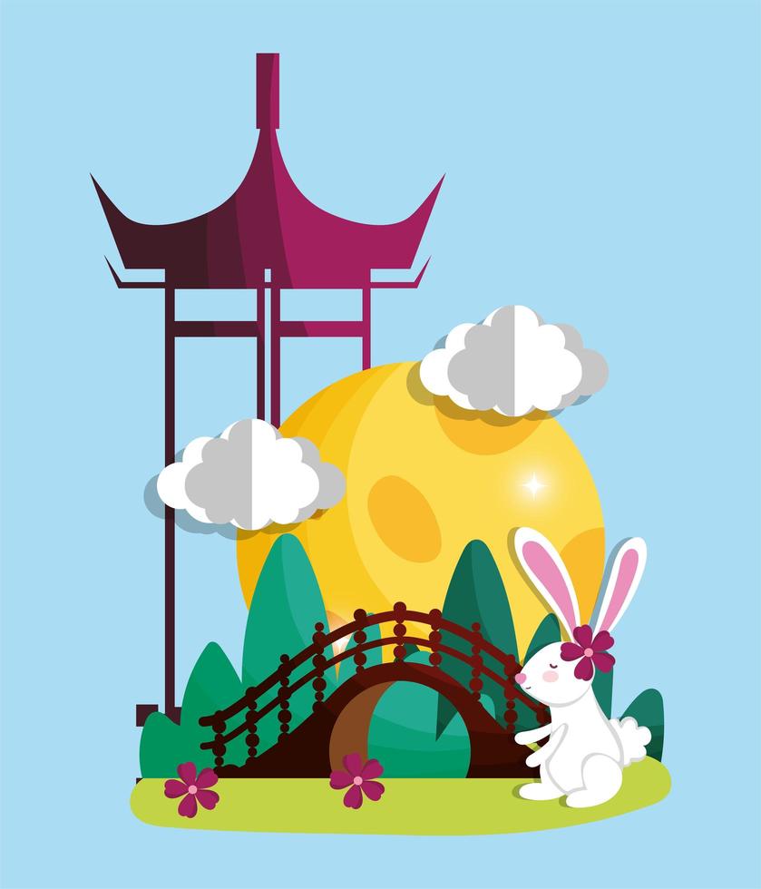 rabbit happy moon festival image vector