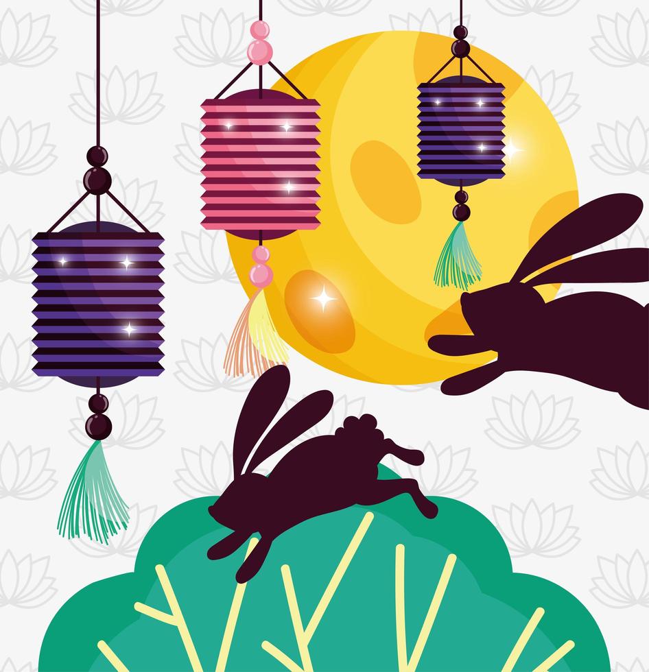 rabbit happy moon festival image vector