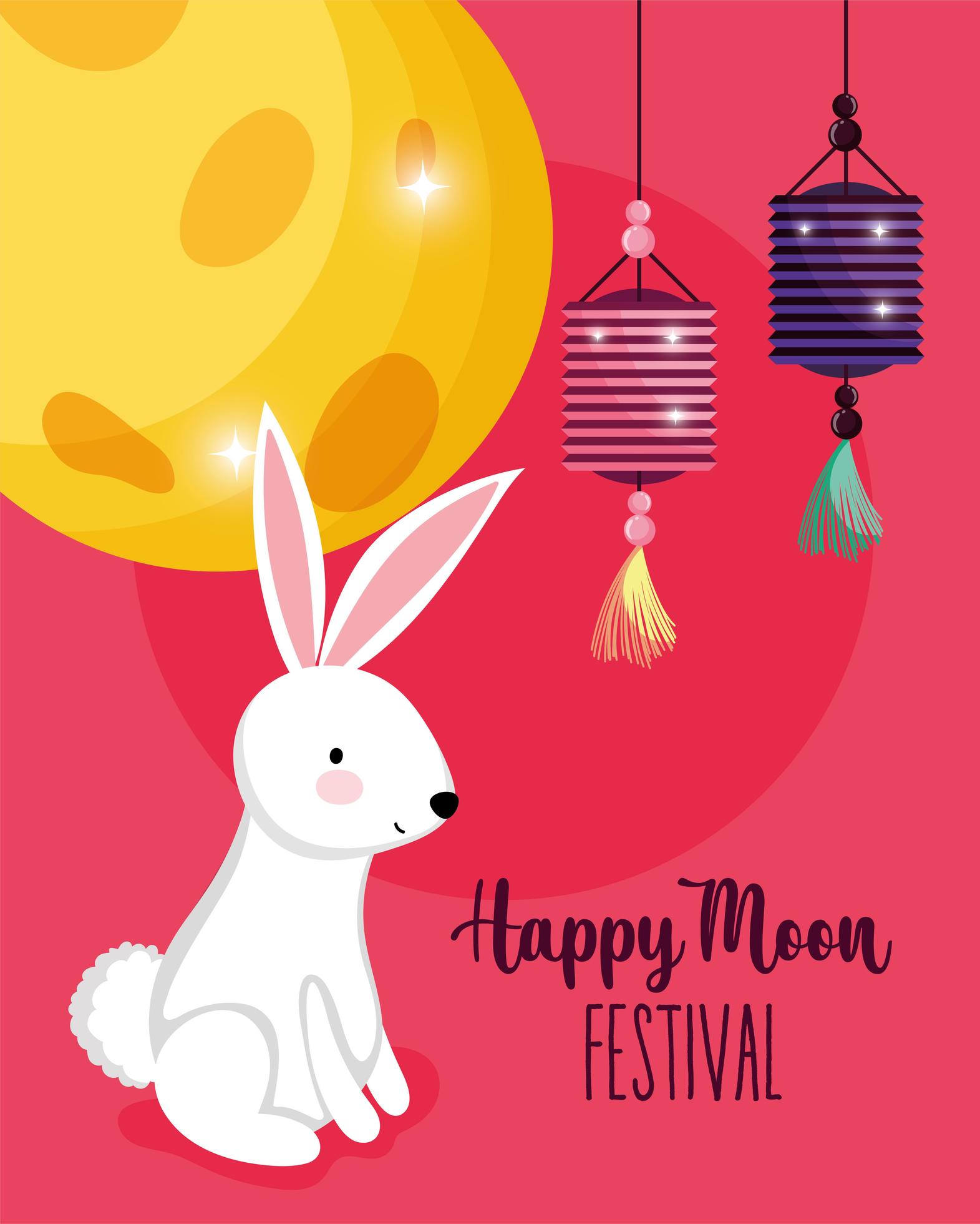 rabbit happy moon festival image 2055904 Vector Art at Vecteezy