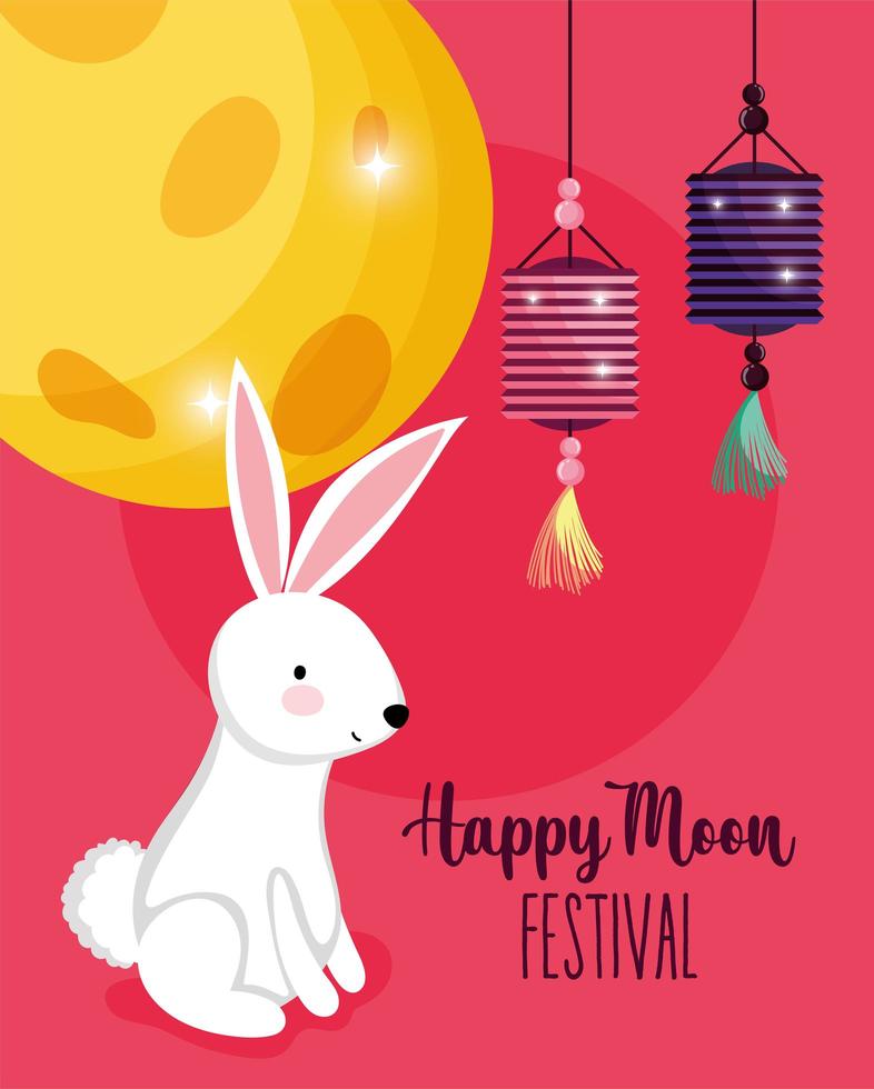 rabbit happy moon festival image vector