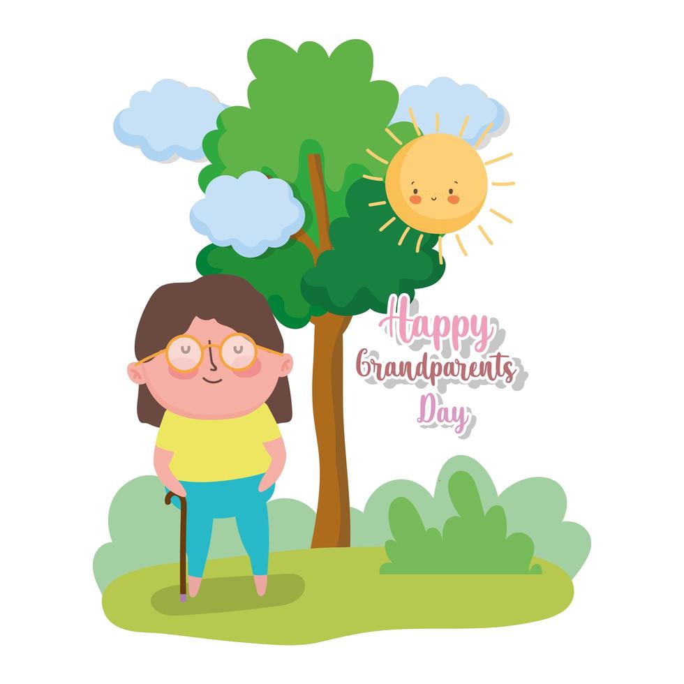 happy grandparents day cartoon design vector