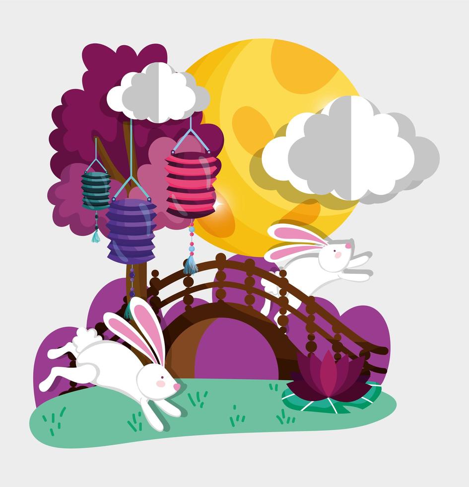 rabbit happy moon festival image vector