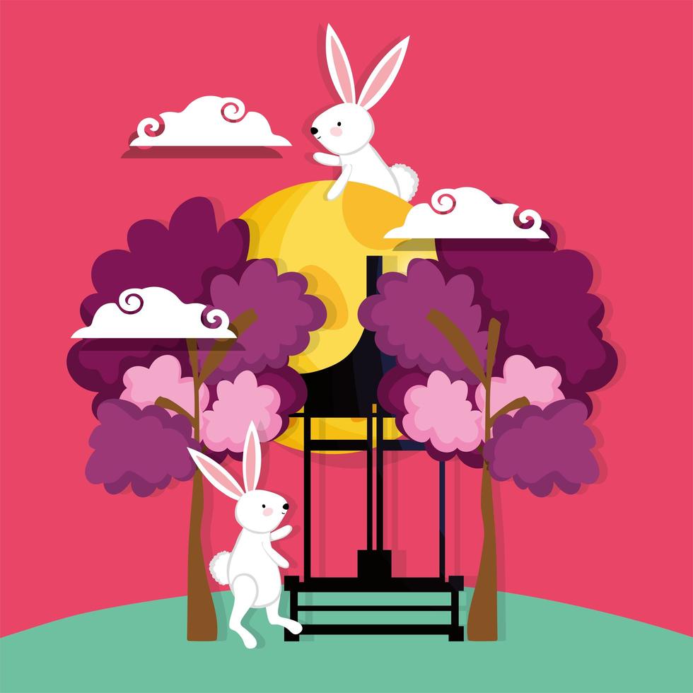 rabbit happy moon festival image vector