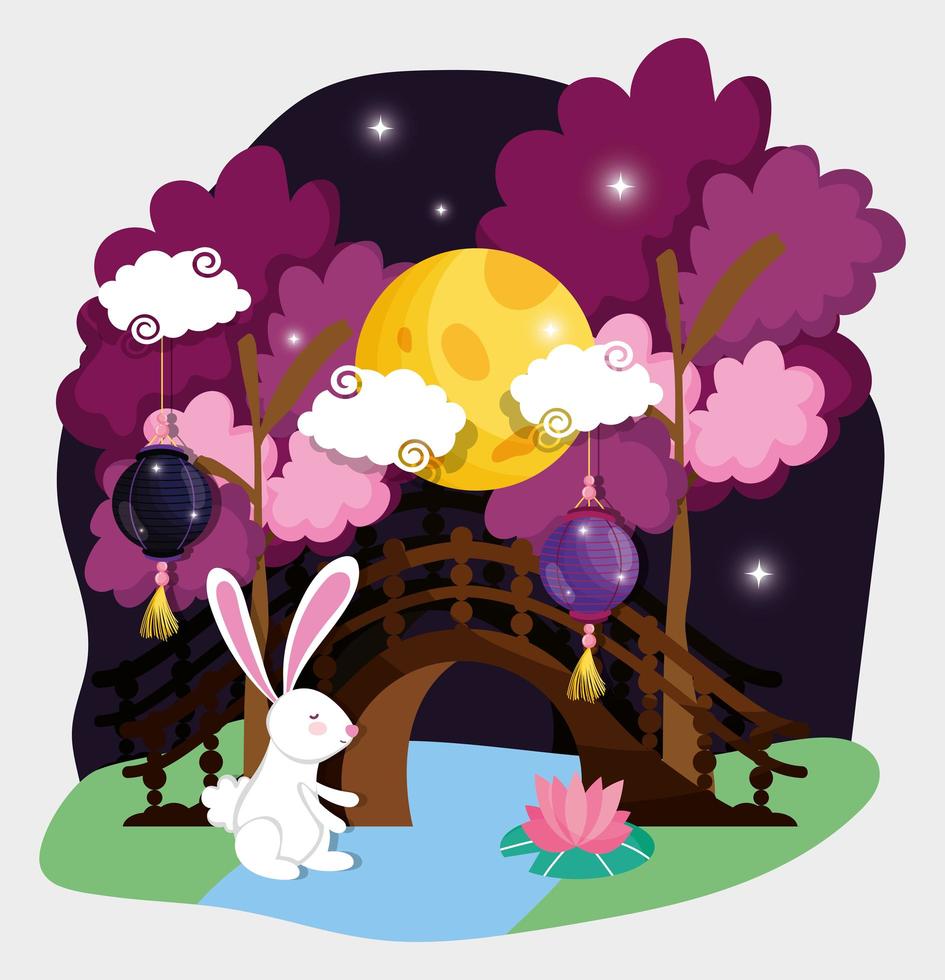 rabbit happy moon festival image vector