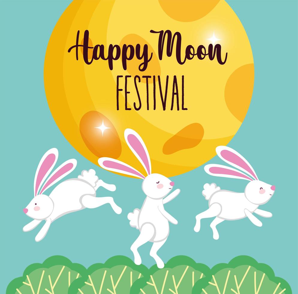 rabbit happy moon festival image vector