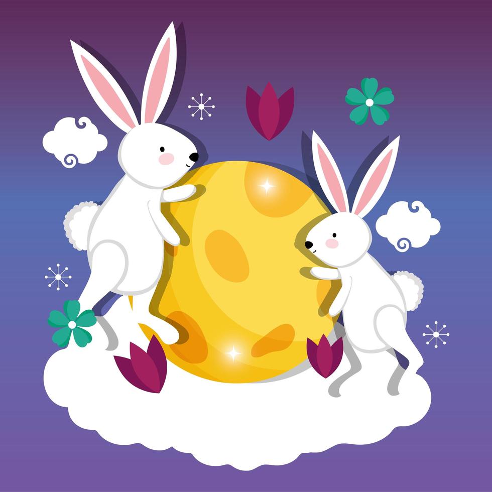 rabbit happy moon festival image vector