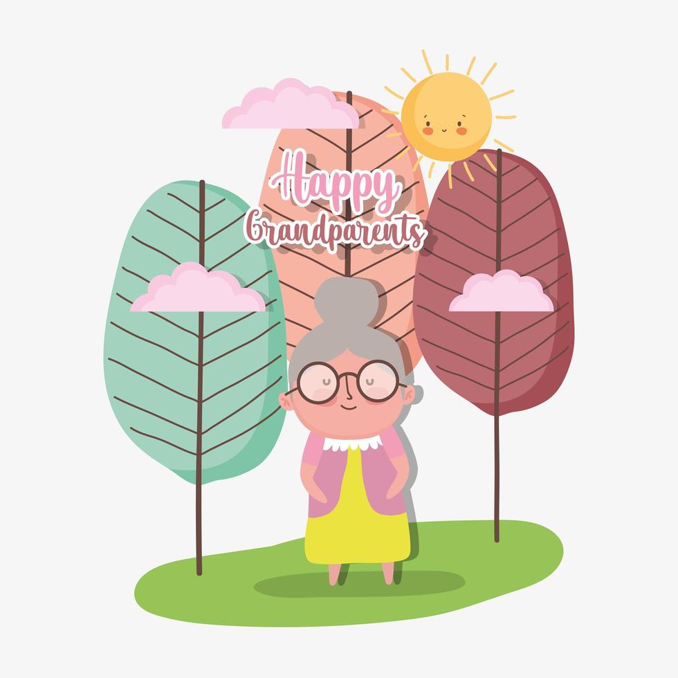 happy grandparents day cartoon design vector