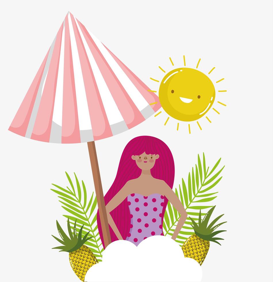 woman hello summer holiday design vector