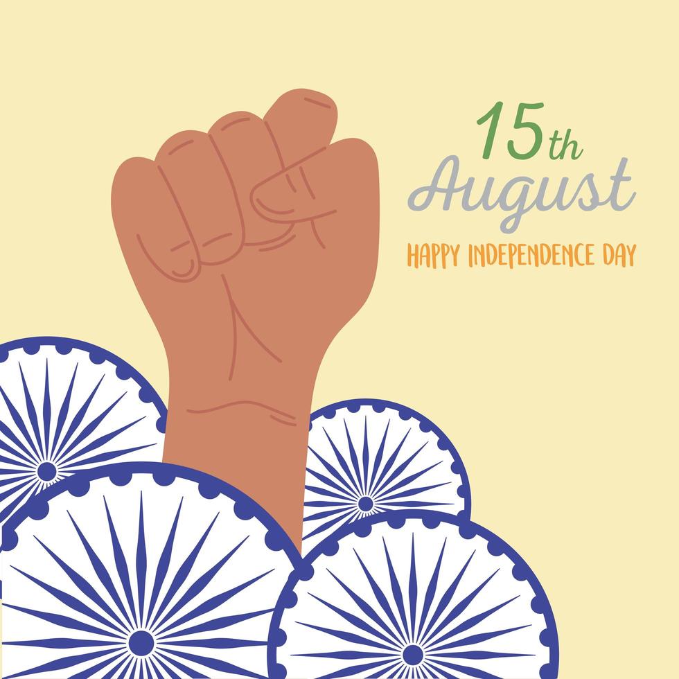 happy India independence day with Ashoka wheels vector