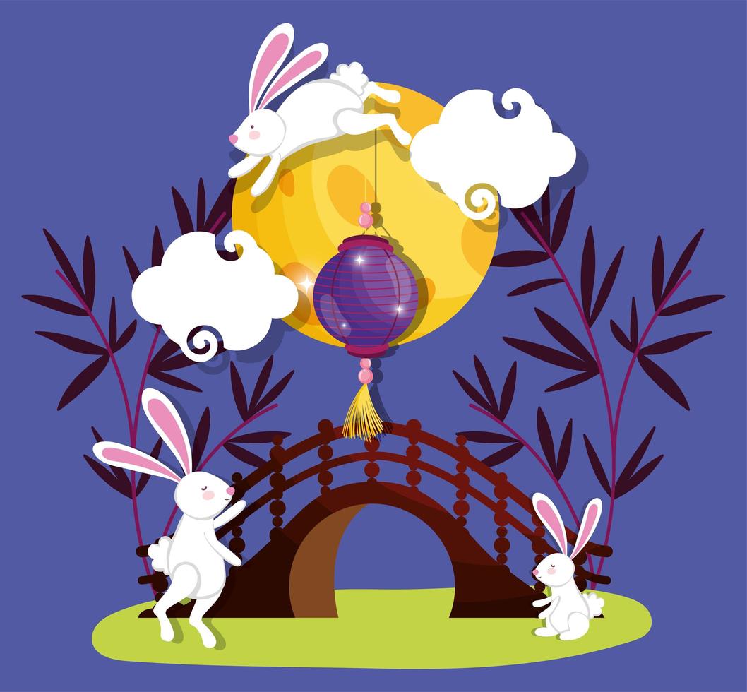 rabbit happy moon festival image vector