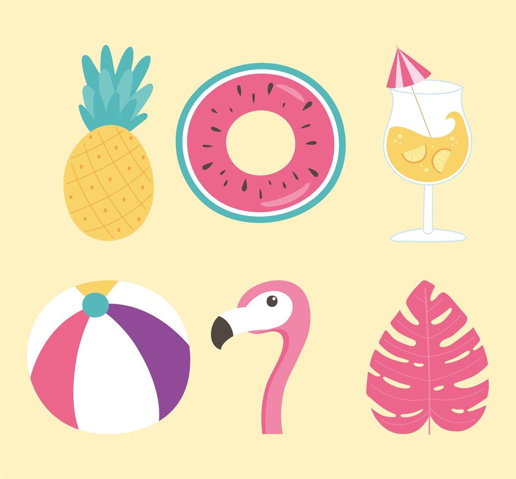 Tropical icon set vector