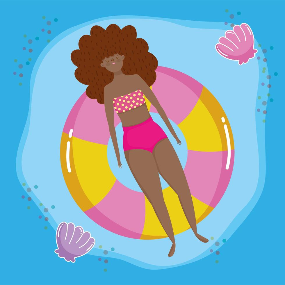 mujer hola diseño de vacaciones de verano vector