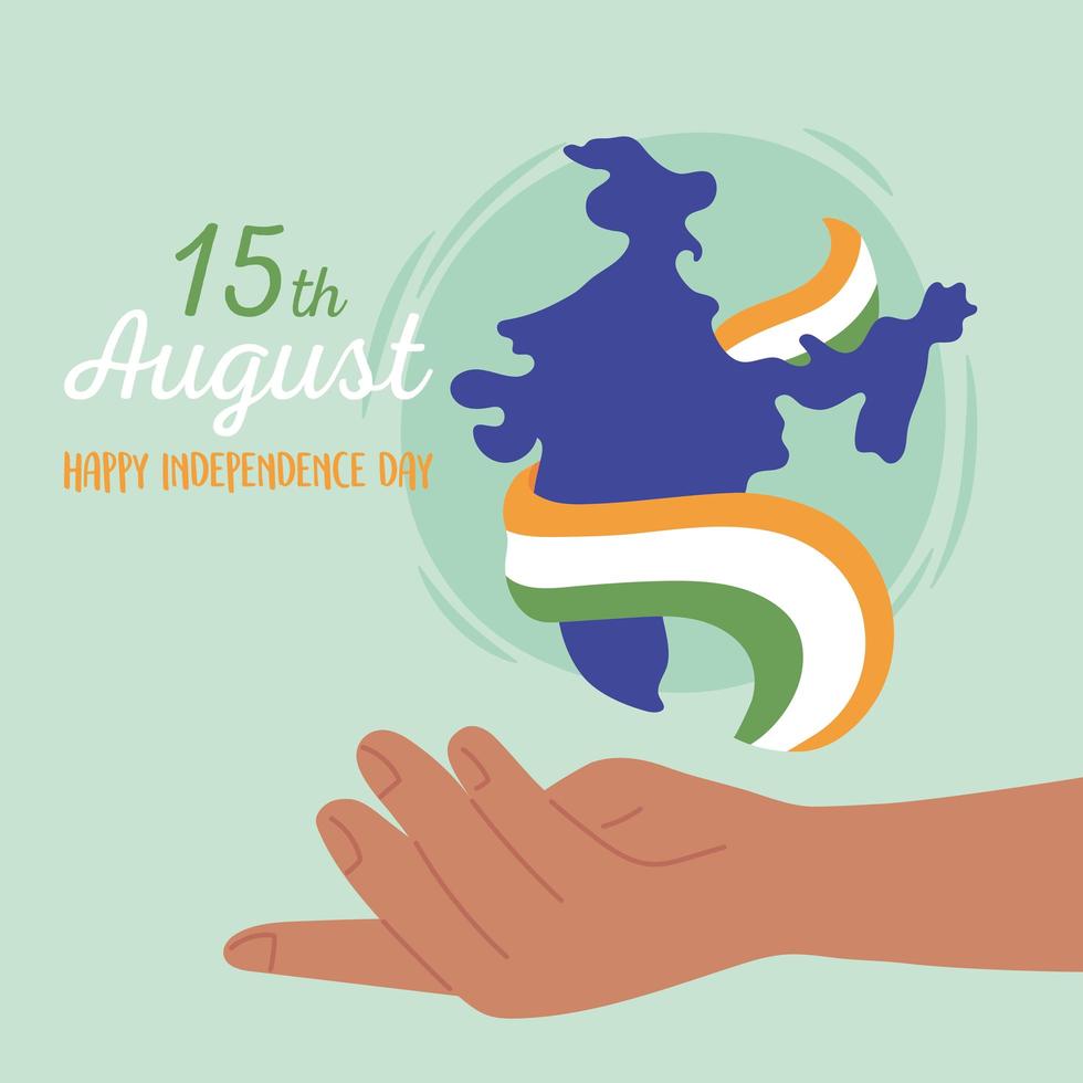 happy India independence day with map vector