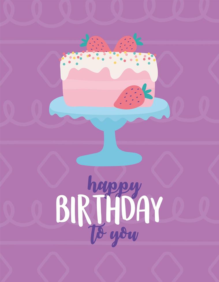 tarjeta de cumpleaños colorida con pastel vector