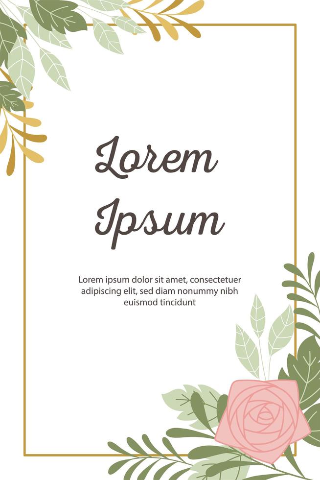 Wedding invitation card with decorative frame e floral elements vector