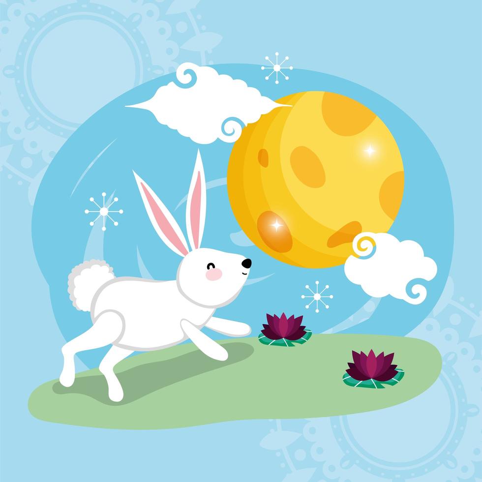 rabbit happy moon festival image vector