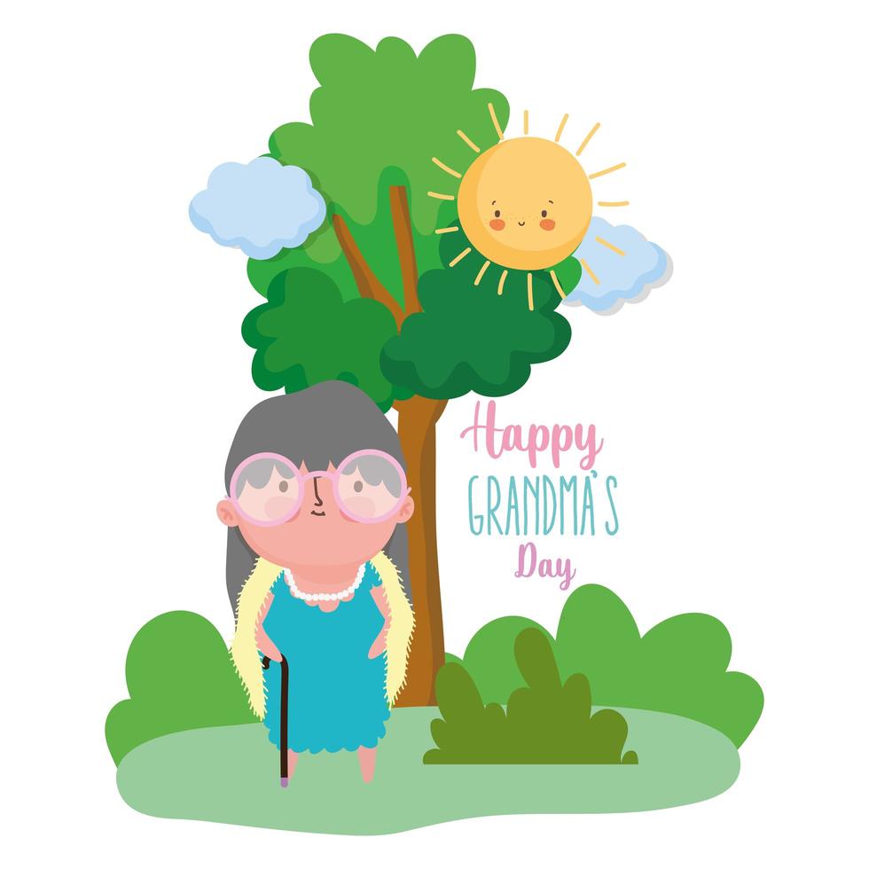 happy grandparents day cartoon design vector