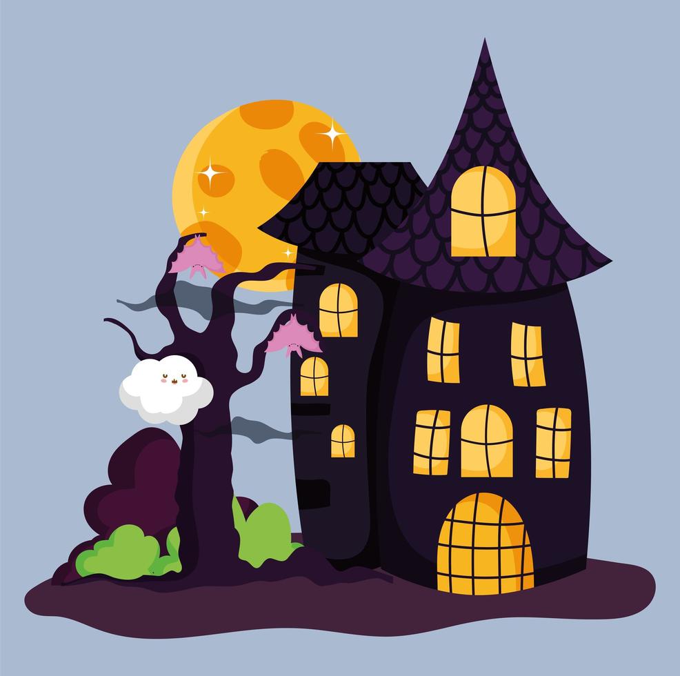 Happy halloween image with haunted house vector