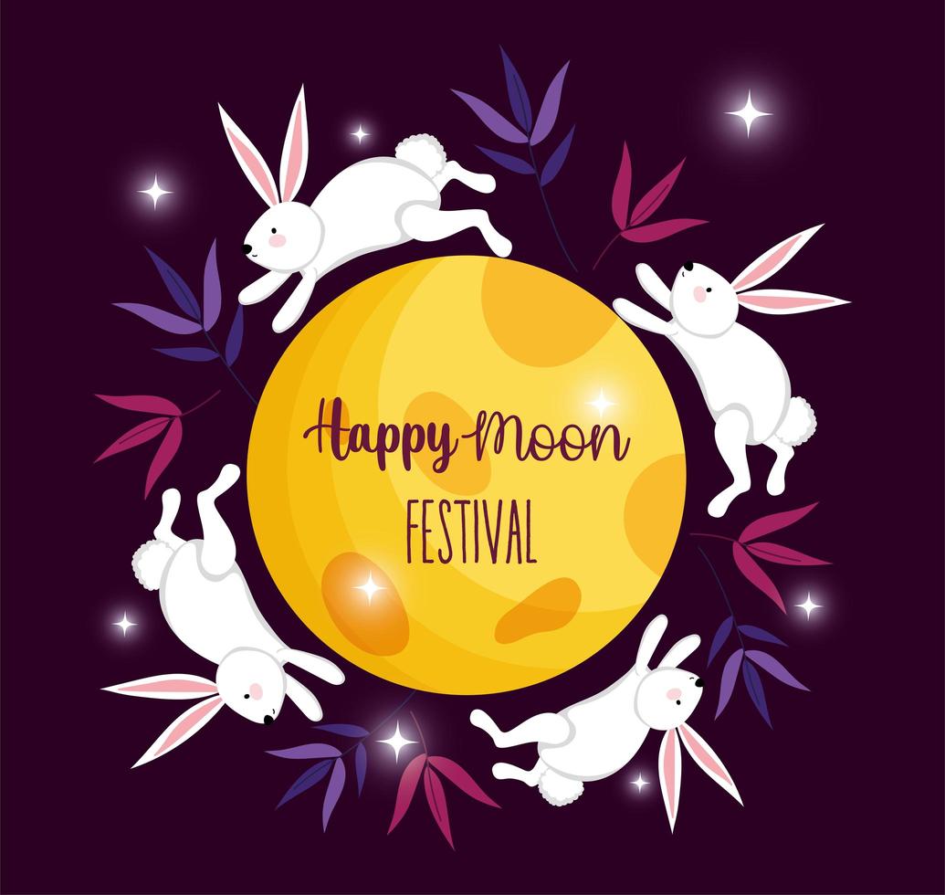 rabbit happy moon festival image vector