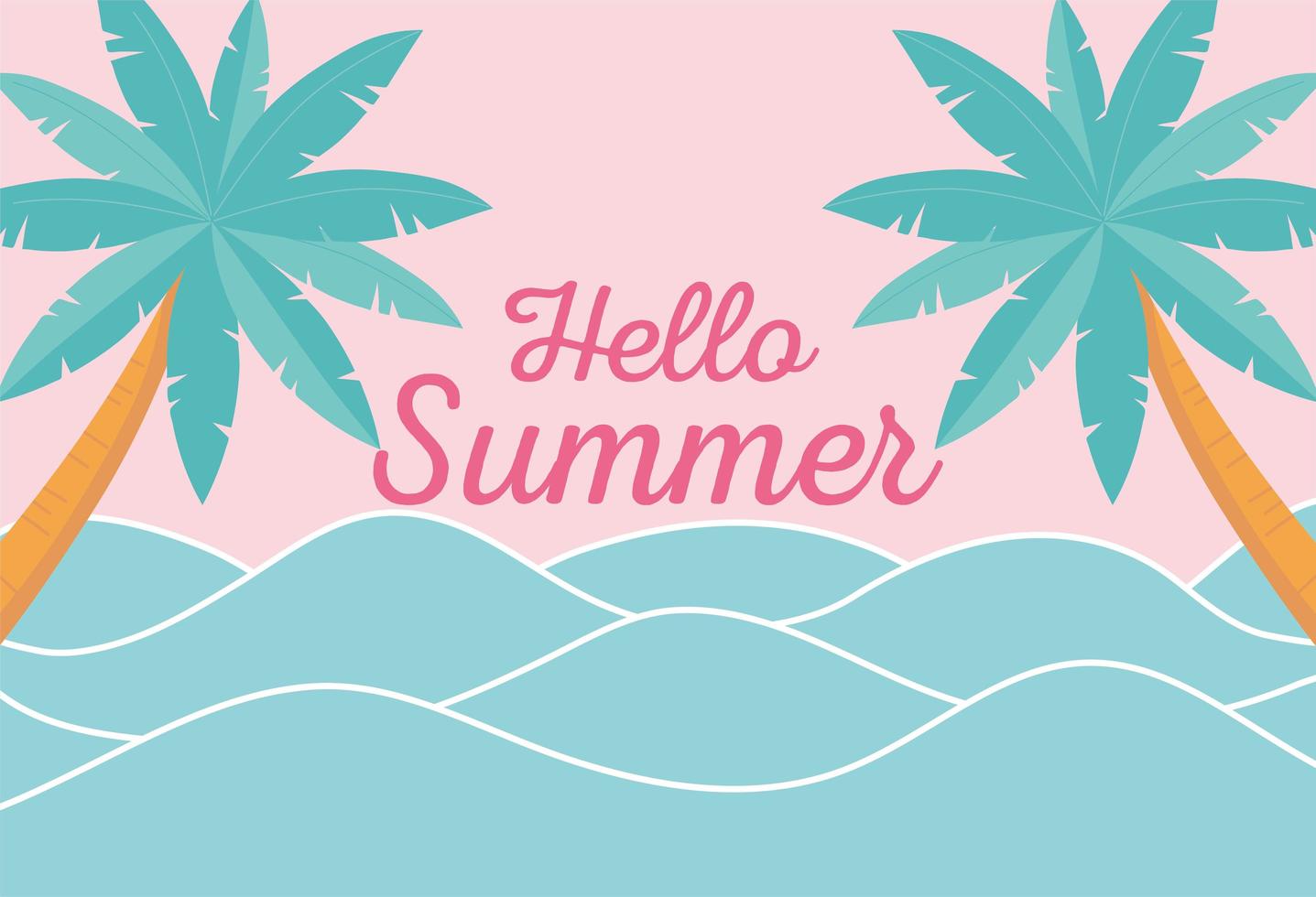 Hello summer with beach landscape vector