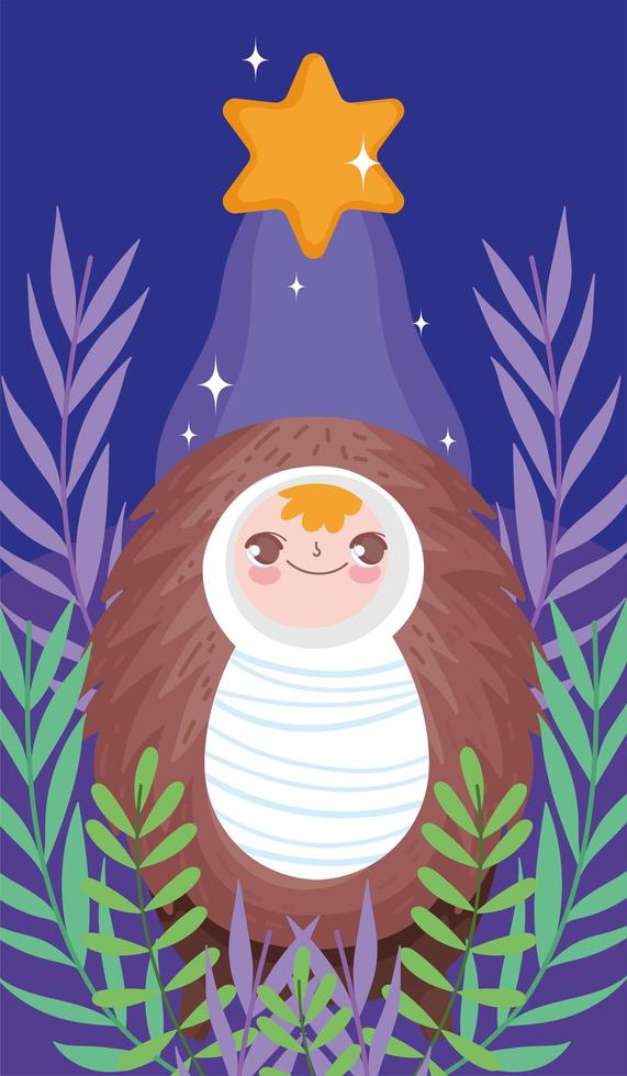 Merry Christmas and nativity with baby Jesus vector