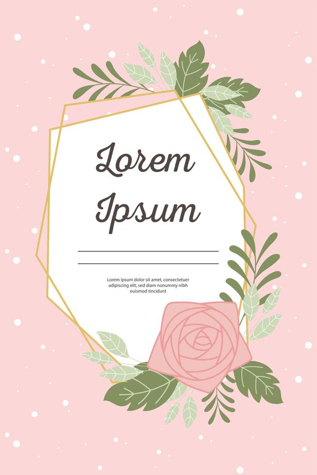 tarjeta de invitación de boda con marco decorativo e elementos florales vector