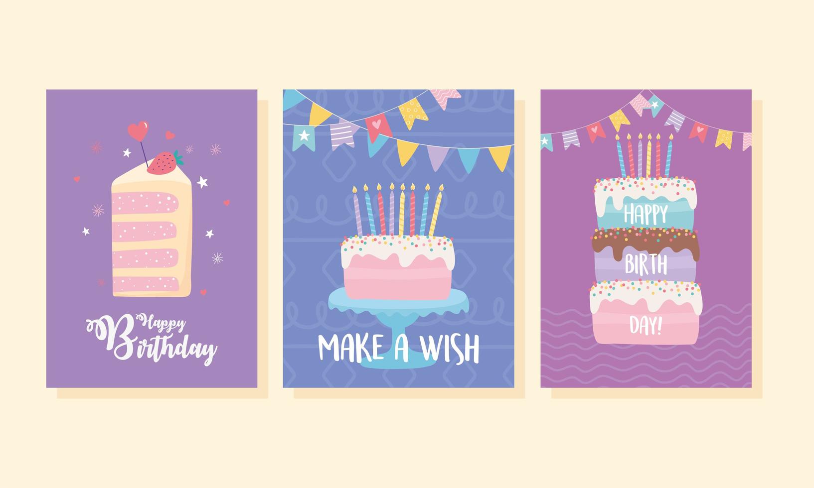 Colorful birthday card set vector