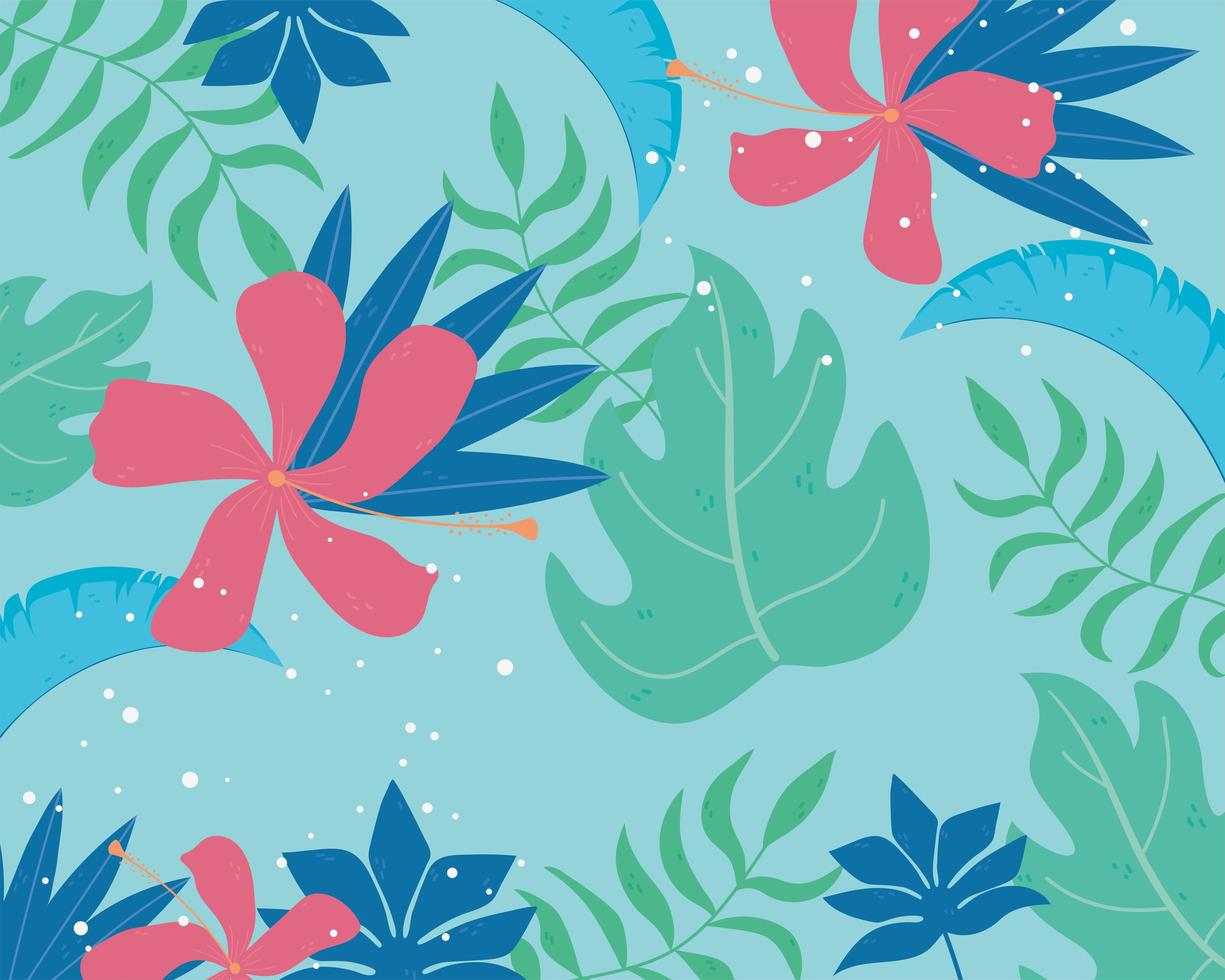 Summer tropical leaves background vector