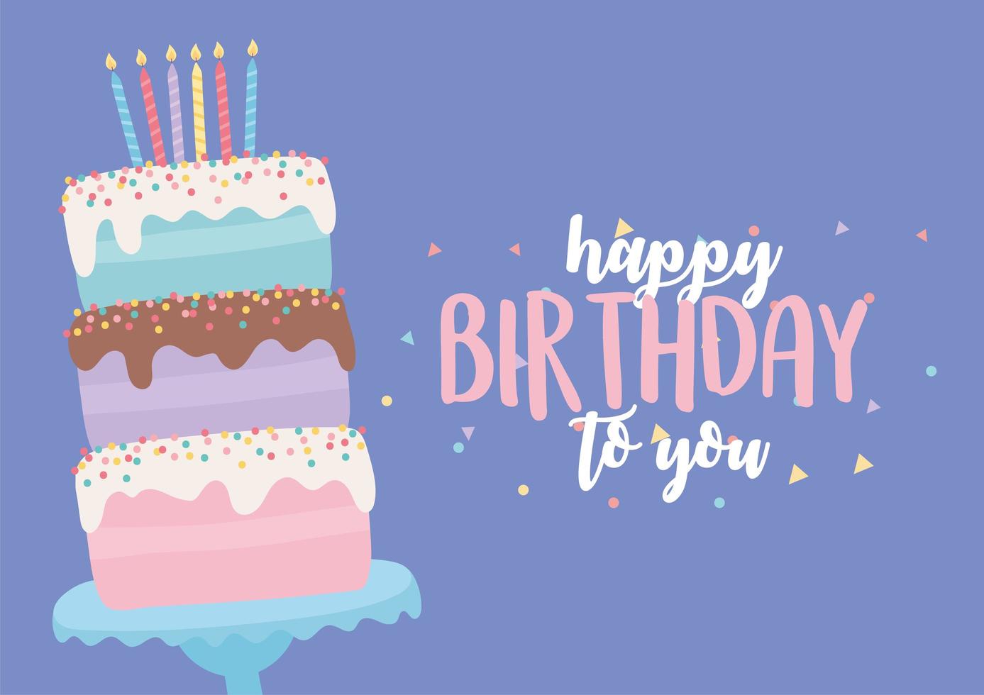 Colorful birthday card with cake vector