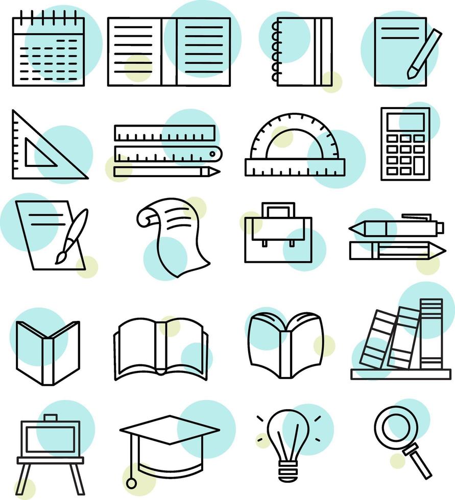 Education necessities icon set vector