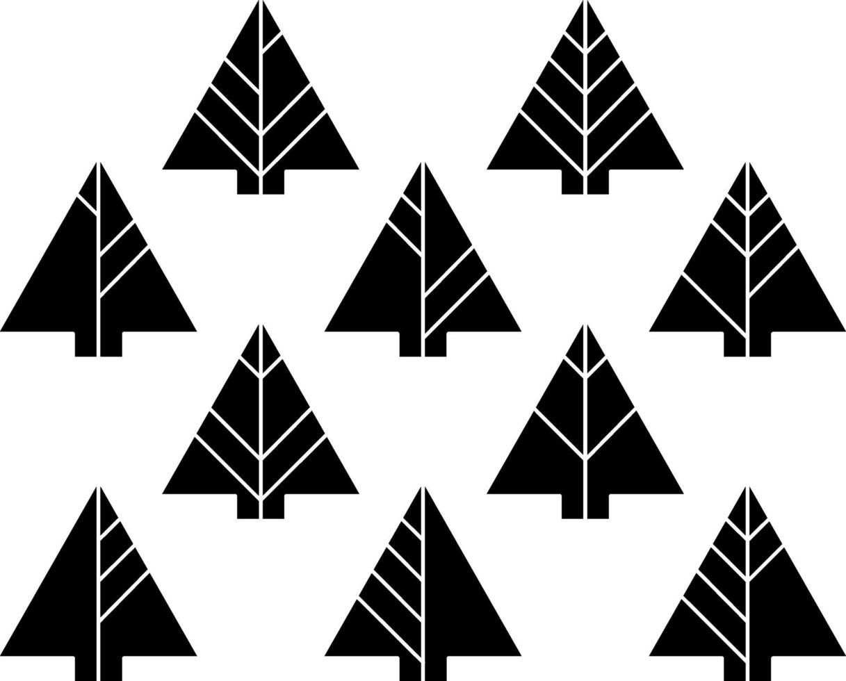 Set of black fir trees, illustration, vector on white background.