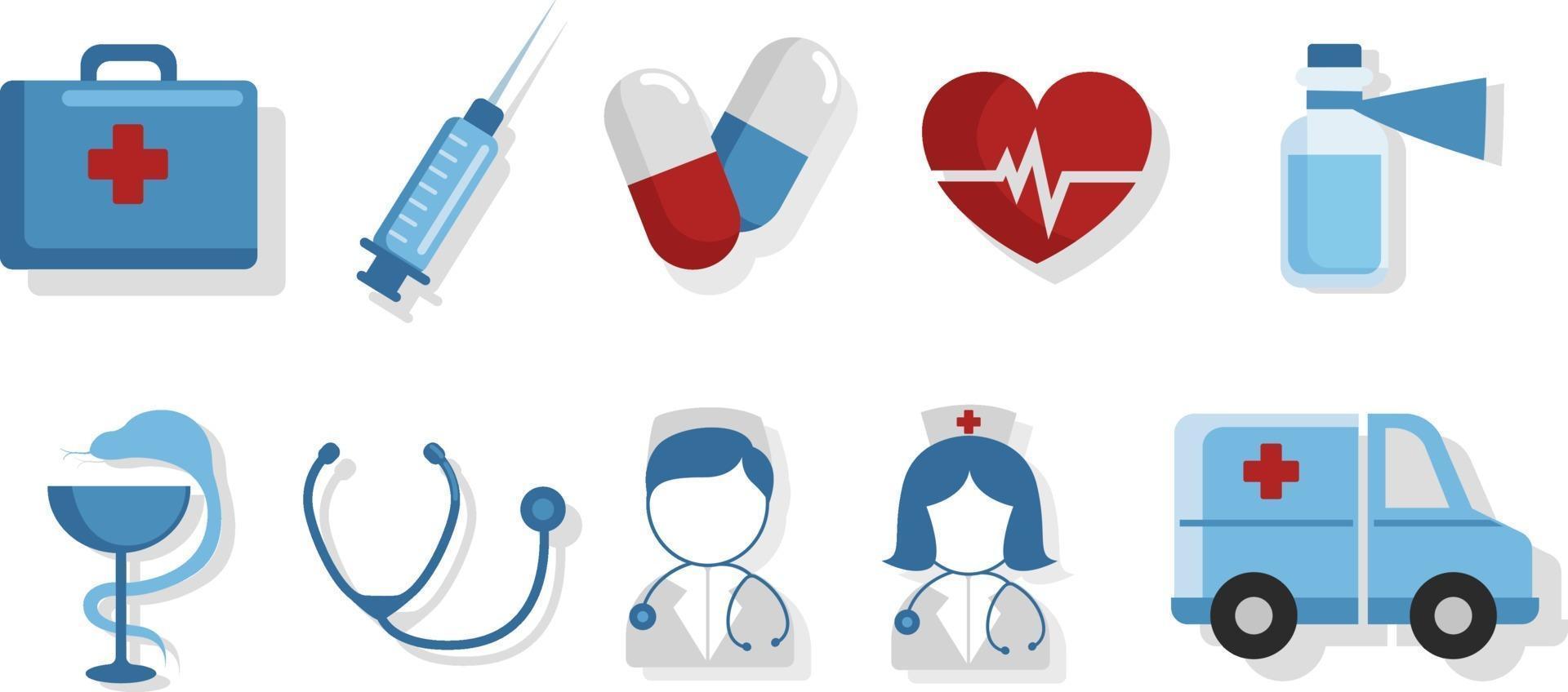 Healthcare accessories icon set vector