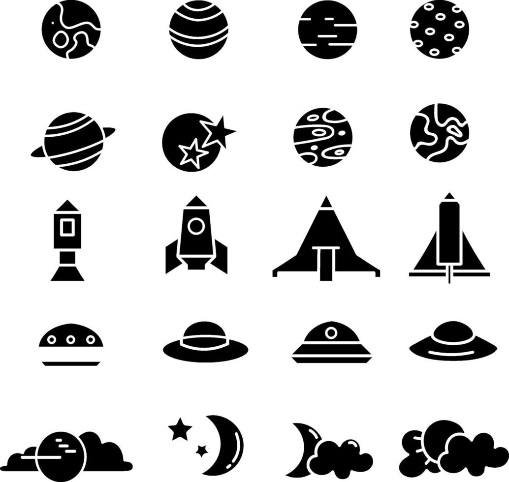 conjunto de iconos del espacio exterior vector