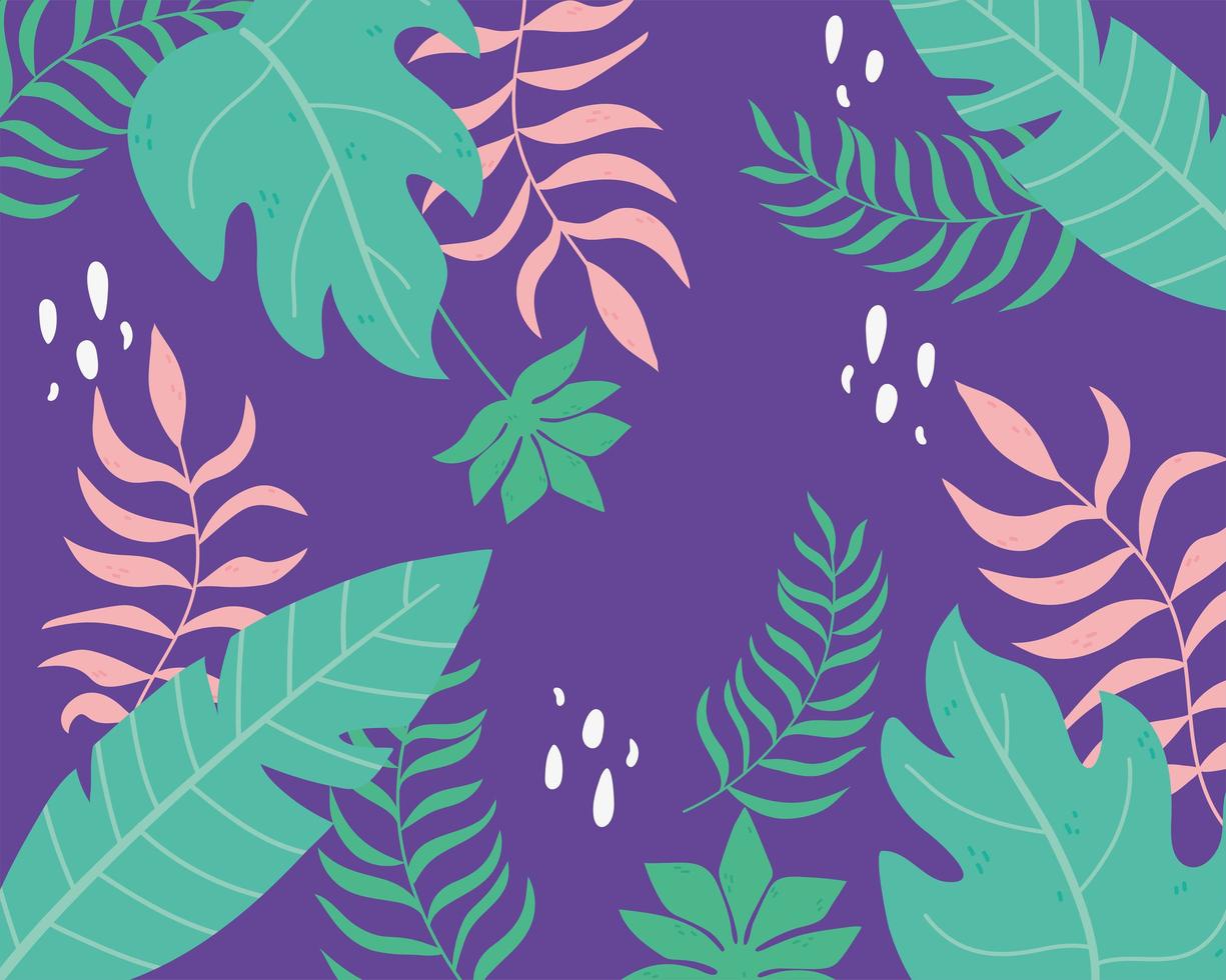 Summer tropical leaves background vector