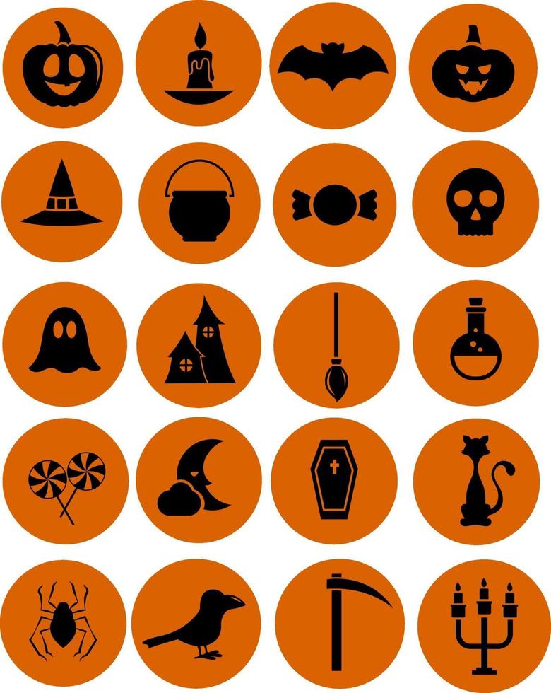 Happy Halloween, illustration, vector on white background icon set