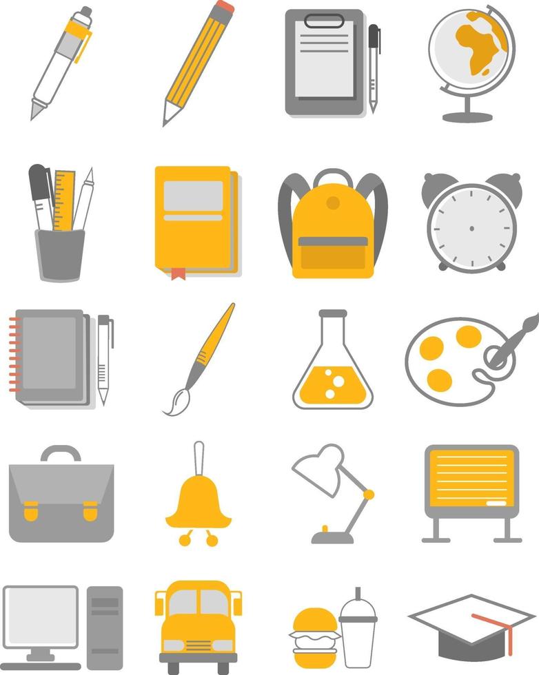 Back to school supplies icon set vector