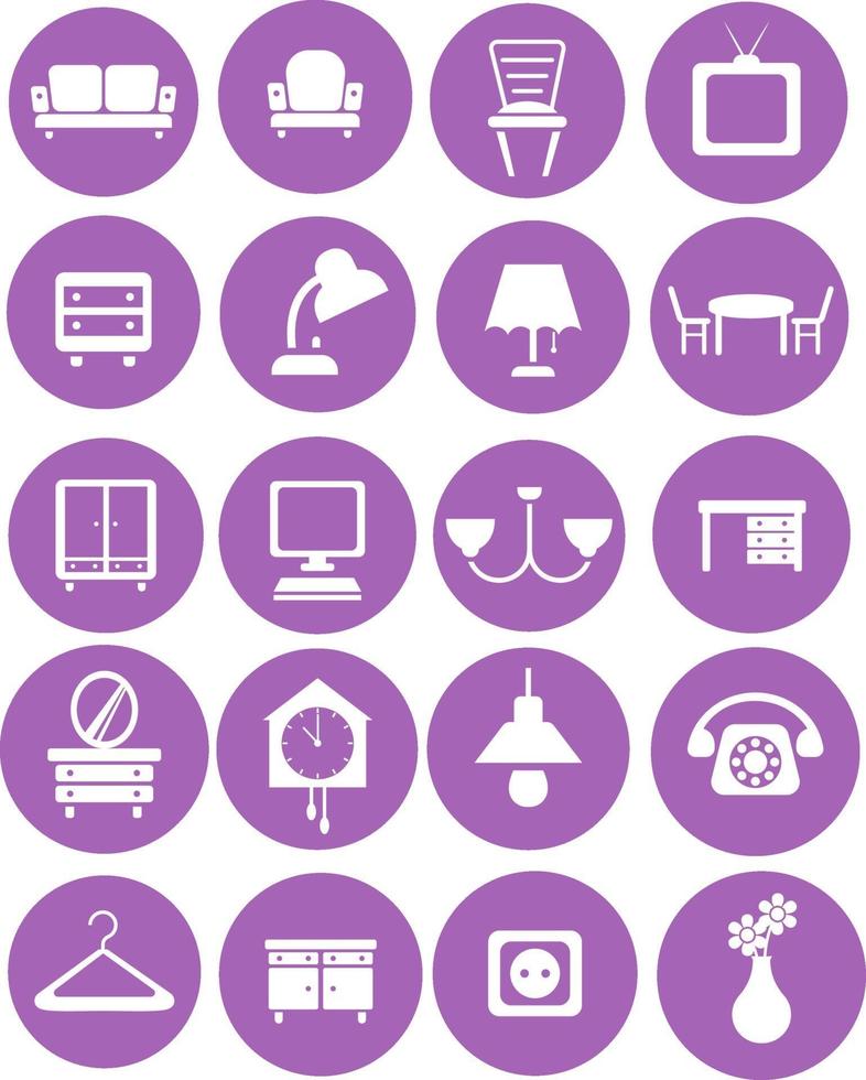 House furniture, illustration, vector on white background icon set