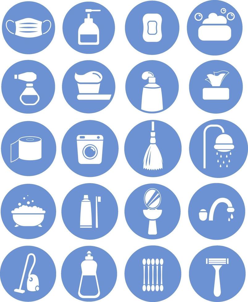 Hygiene and cleaning tools set vector