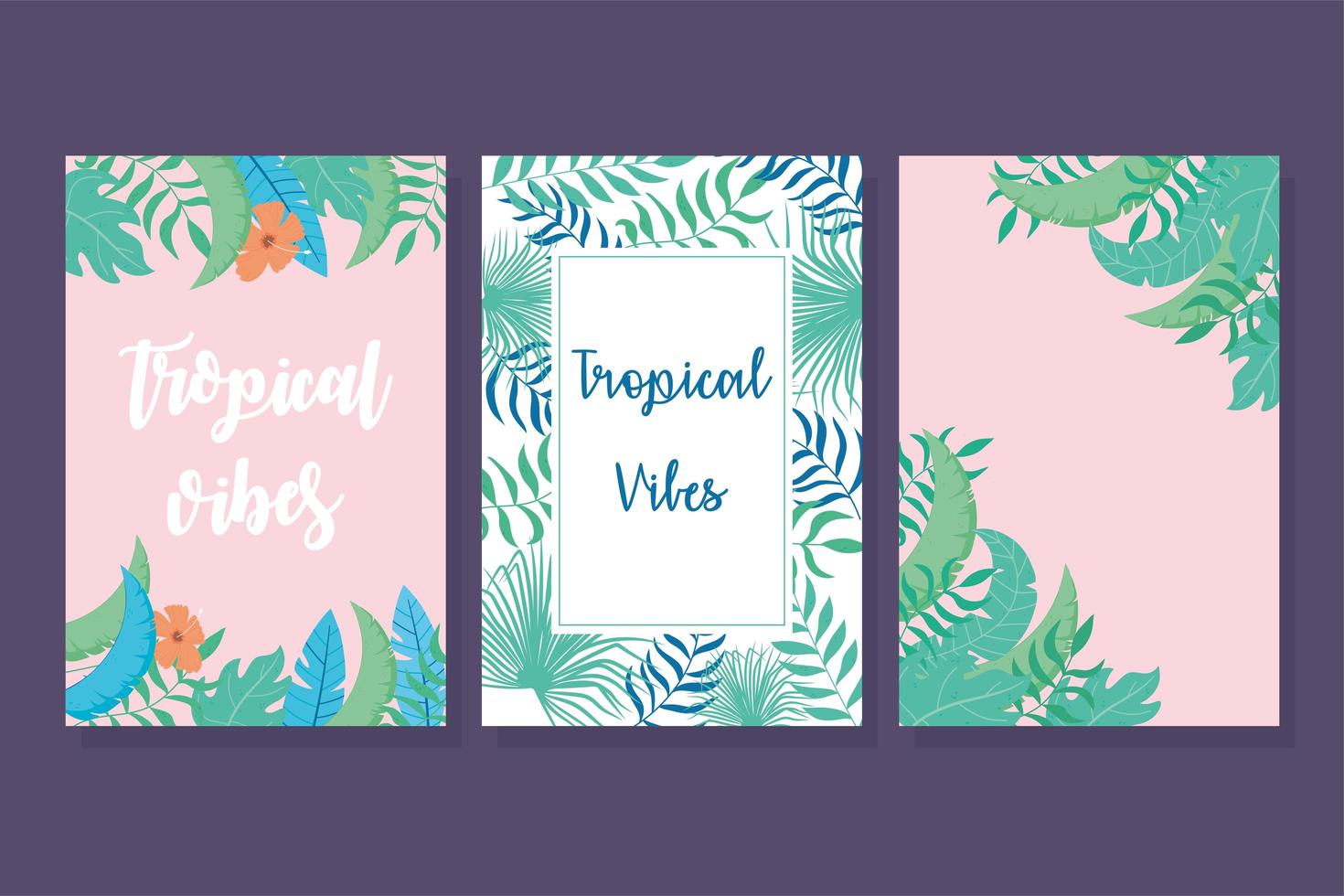 Natural and tropical vibes background set vector
