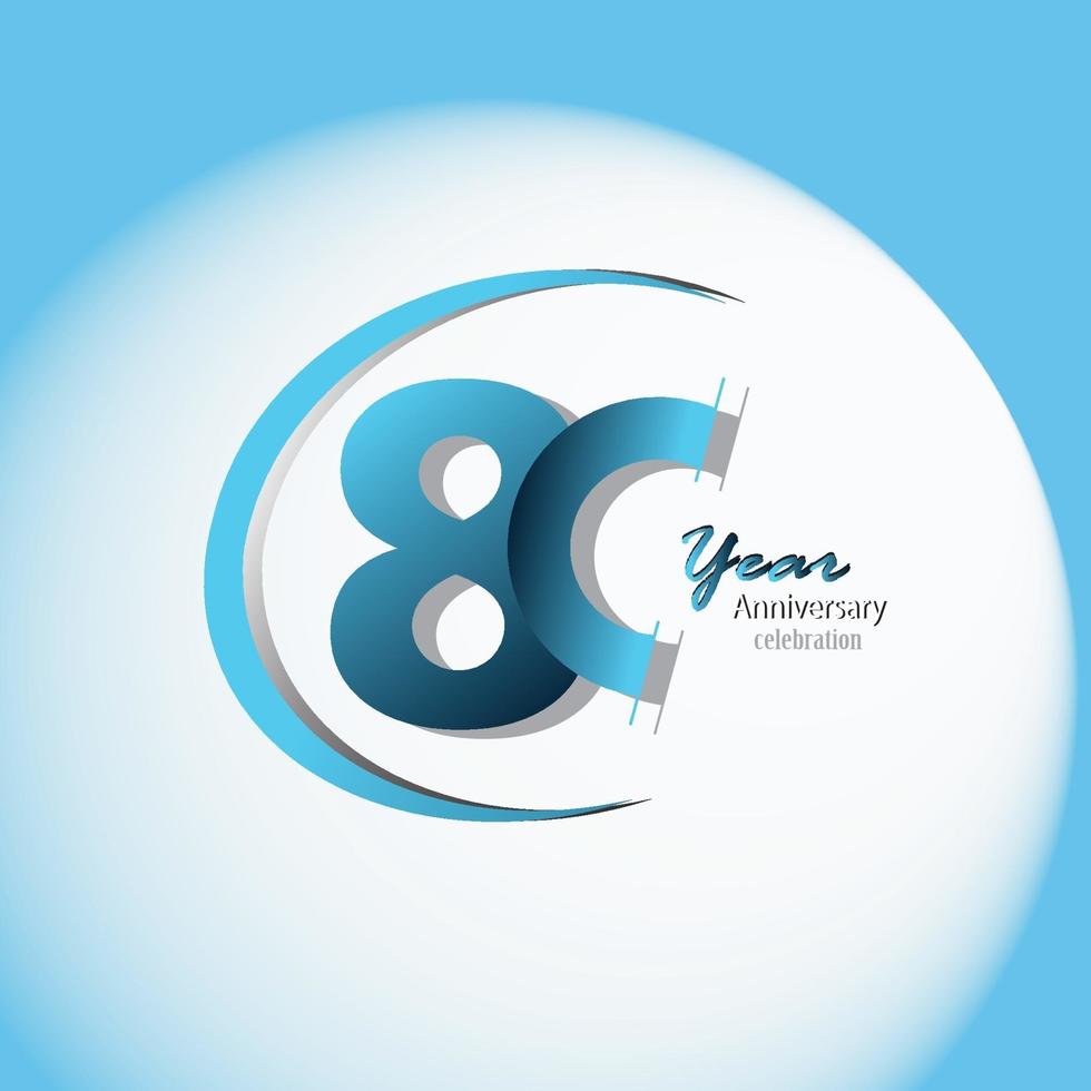 80 Year Anniversary Logo Vector Template Design Illustration blue and white