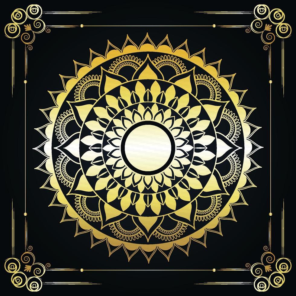 Luxury islamic golden mandala on green background vector