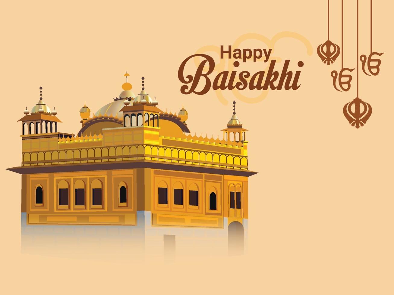 Vector illustration of golden temple for happy vaisakhi