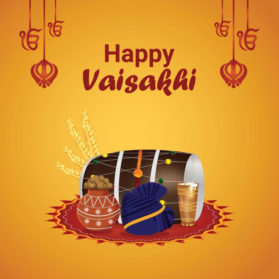 Vaisakhi indian sikh festival celebration vector