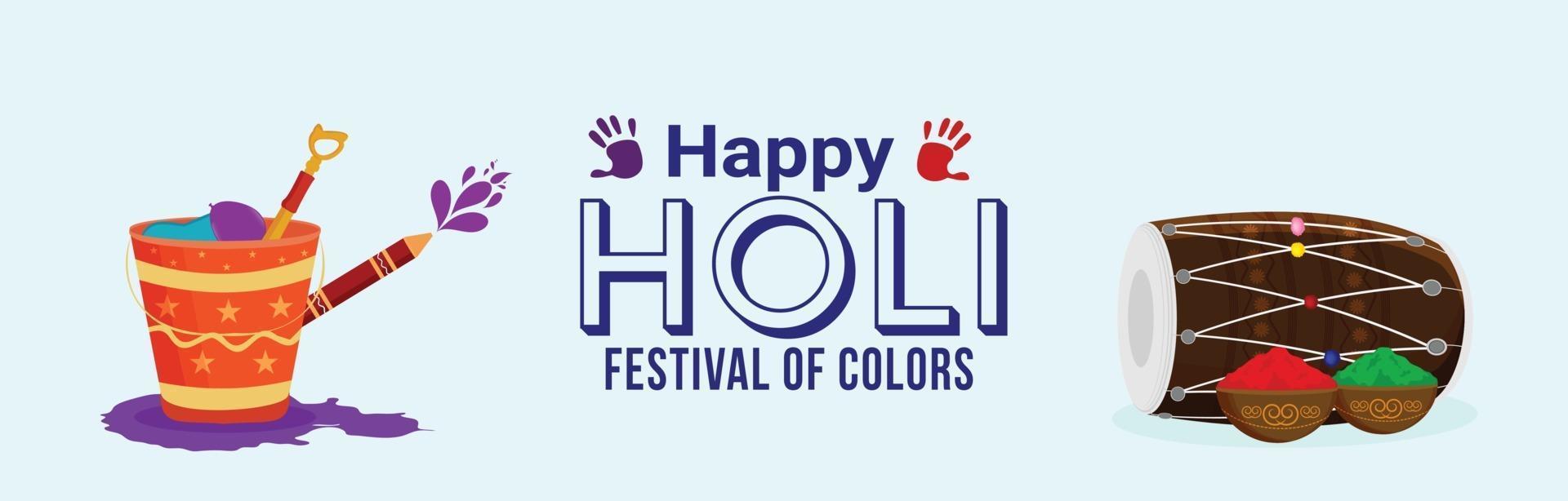 Holi festival drum flat design and illustration vector