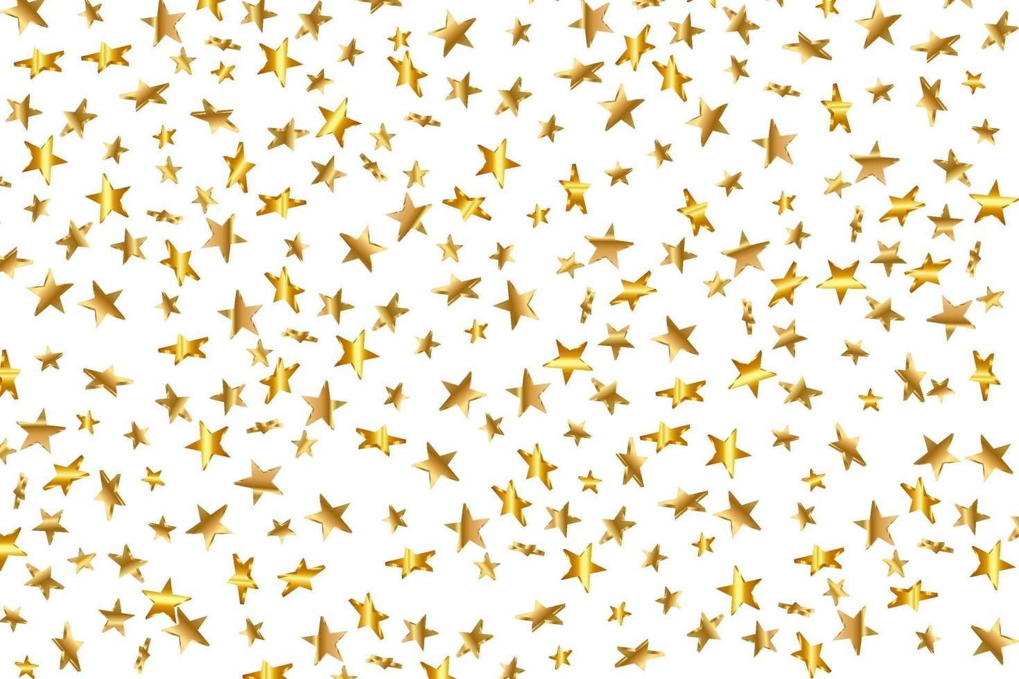 Estrella 3d cayendo. amarillo dorado estrellado sobre fondo transparente. vector de fondo estrella de confeti. tarjeta iluminada por las estrellas doradas. confeti caída decoración caótica.
