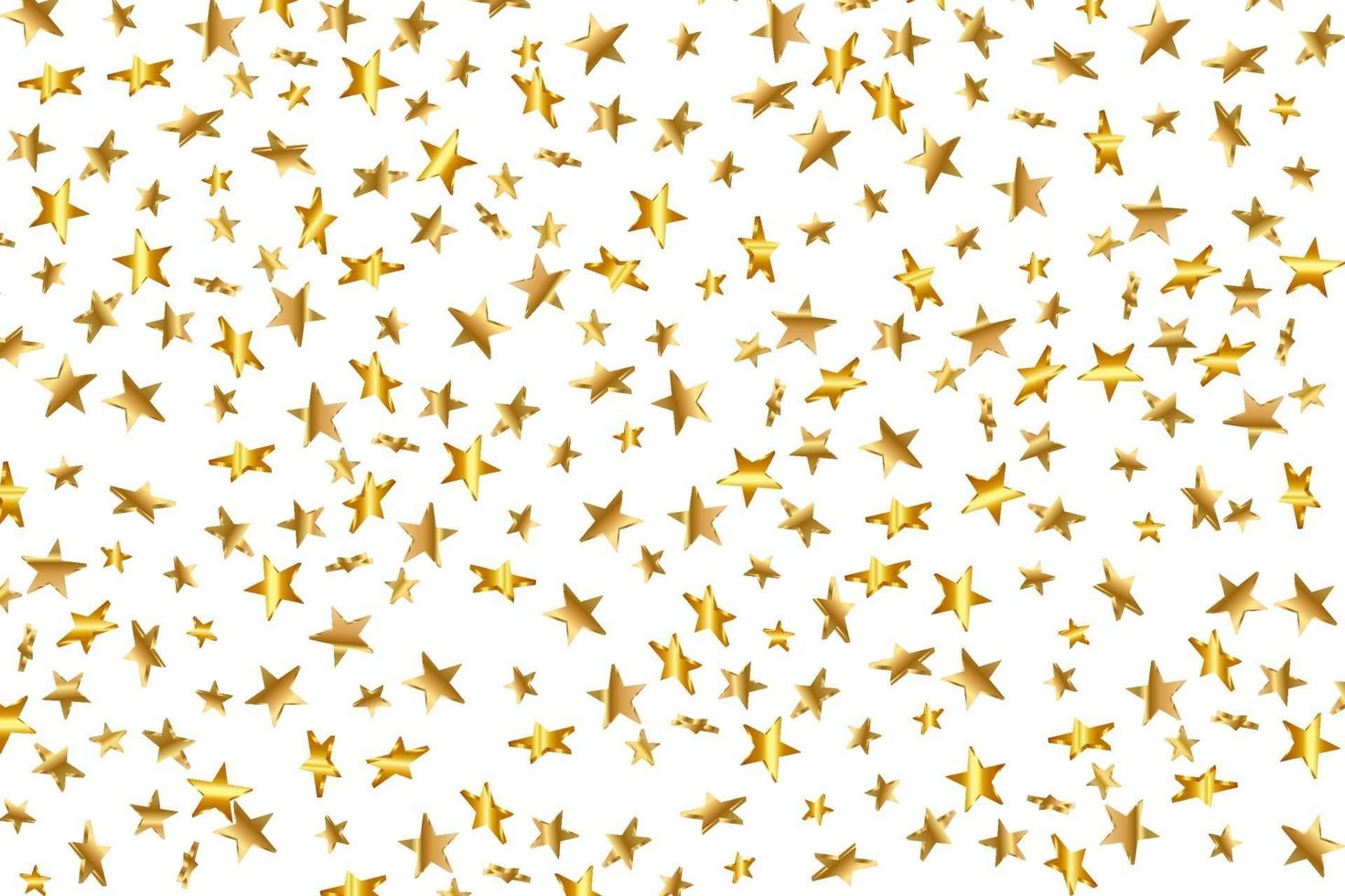 3d Star Falling. Gold Yellow Starry on transparent Background. Vector Confetti Star Background. Golden Starlit Card. Confetti Fall Chaotic Decor.