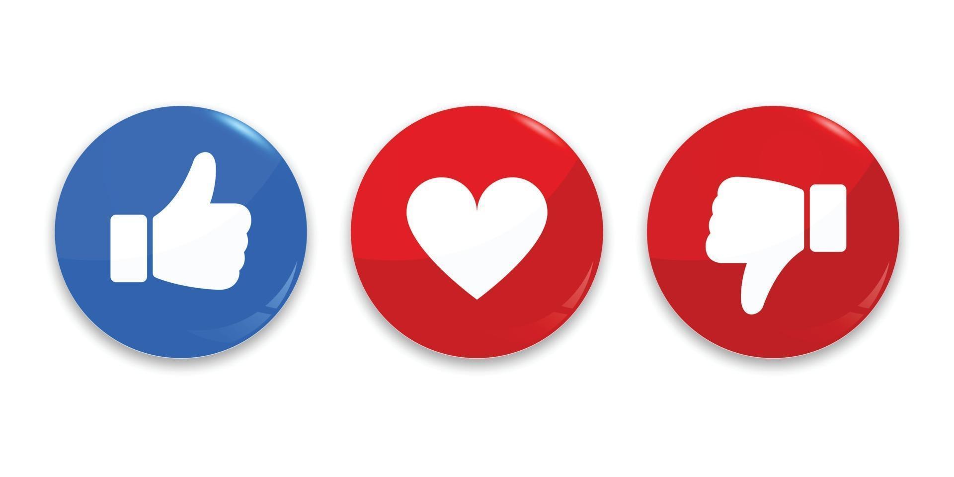 Thumb up, down and heart icon. vector