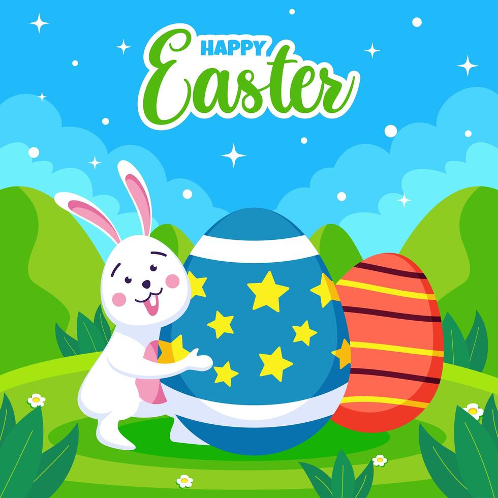 Cute Rabbit With Easter Egg vector